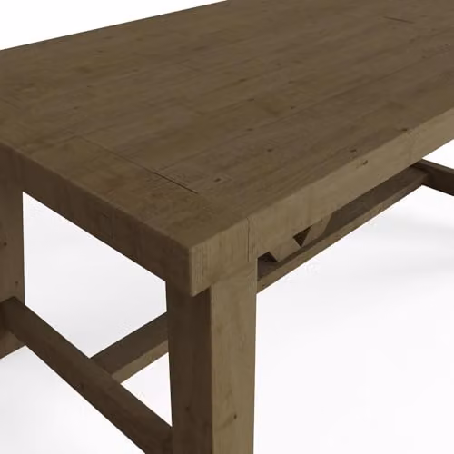 FWStyle Solid Reclaimed Natural Pine Fixed Top Dining Table, Brown, H75 x W160 x D100 cm – 3