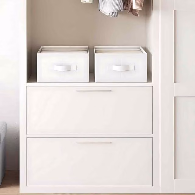 The Bazaarist Pack of 2 Foldable Wardrobe Organisers with 6 Compartments and Dividers, White