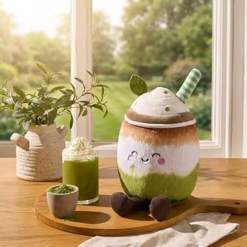 OHS Green Matcha Plush Round Scatter Cushion, 25 cm – 2