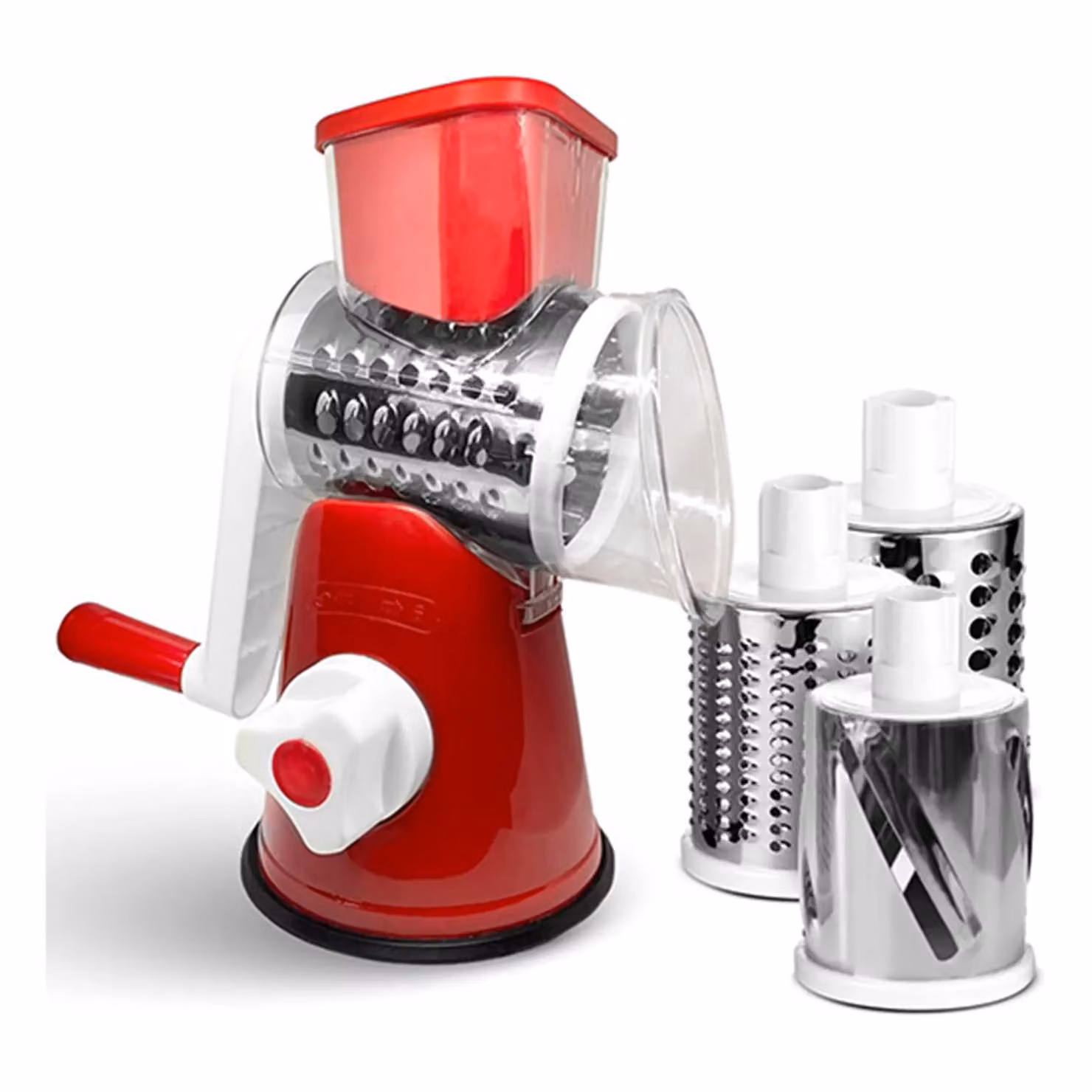 Dragodirect 3-in-1 Rotary Cheese Grater and Shredder with Handle, Red – 3