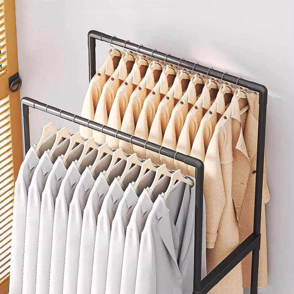 FORGEVIO Black Lacquered Metal Rolling Clothes Rail W/D/H: 100 x 50 x 115 cm – 2