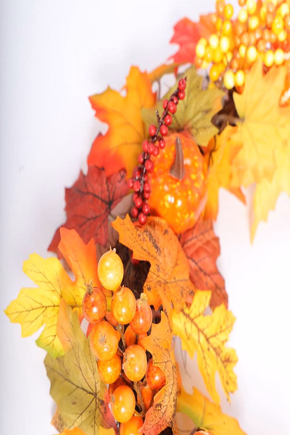Garden Sanctuary Orange Maple Leaves Fall Door Wreath for Autumn and Harvest Festival Decorations – 3