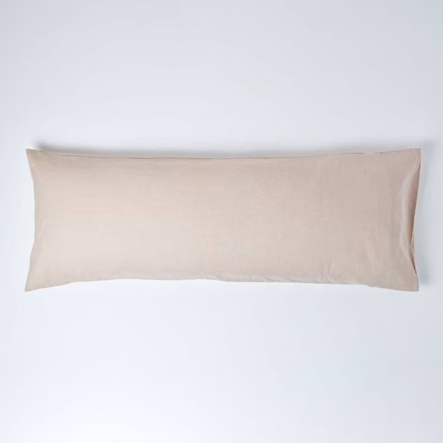 Homescapes Linen and Combed Cotton Pillowcase in Natural Beige