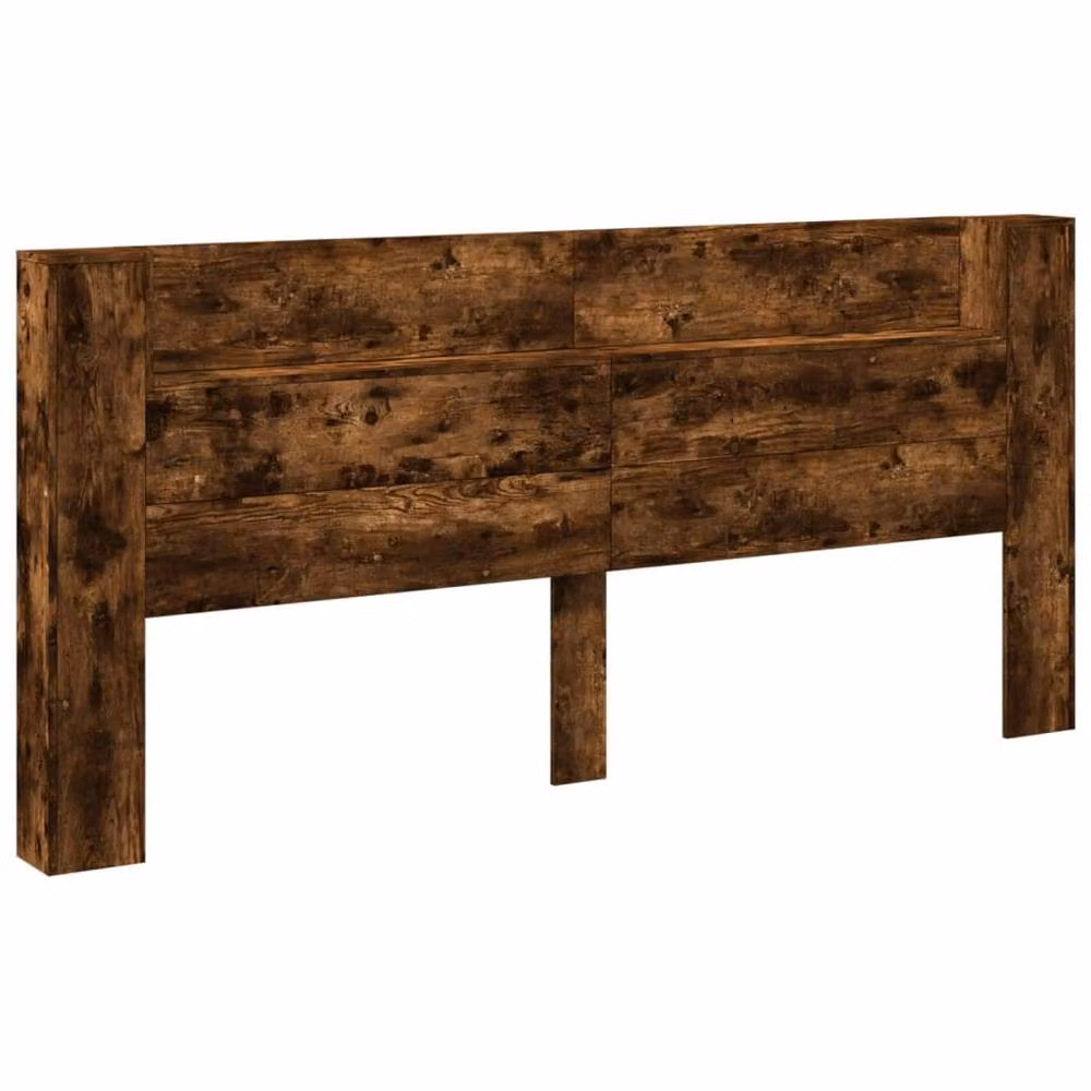 Berkfield Home Modern Headboard Cabinet with LED Lighting and USB Charging Port in Smoked Oak Brown, W/D/H: 220 x 16.5 x 103.5 cm – 3
