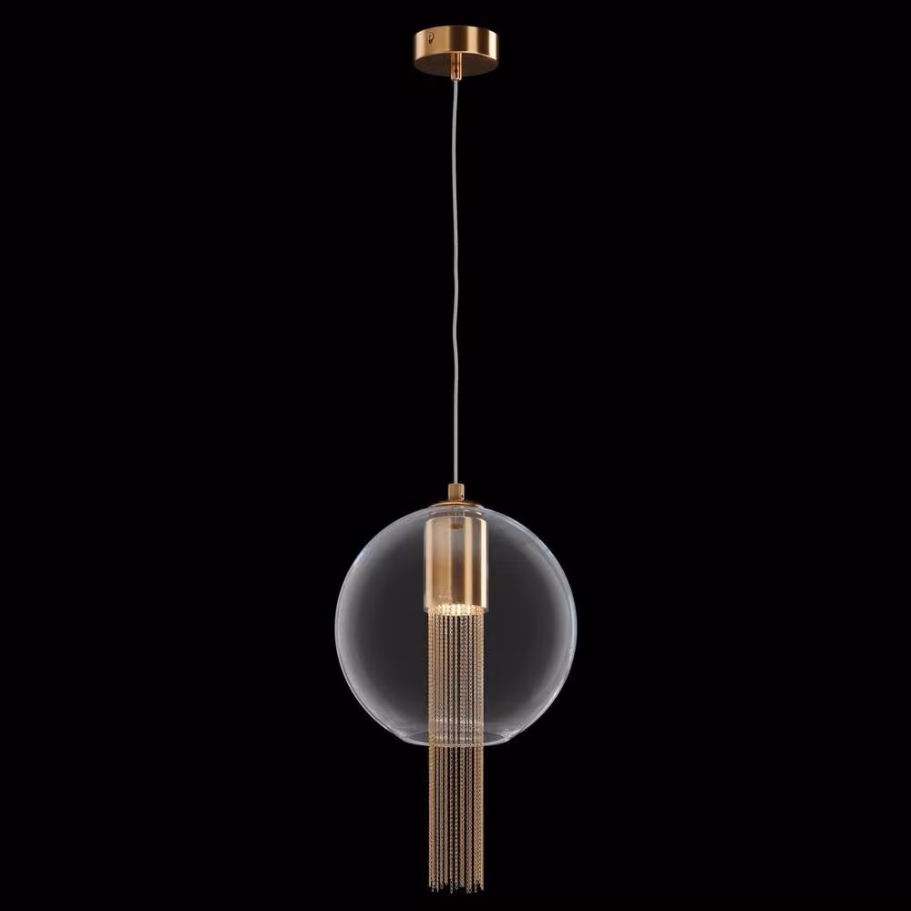 Maytoni Flusso II Modern Slim Suspended Pendant Ceiling Light in Bronze with Transparent Glass Sphere and GU10 Socket – 3