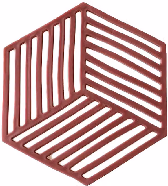 Latto Home Set of 4 Red Square Silicone Trivet Mats with Hanging Loops