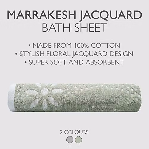 Allure Bath Fashions Floral Patterned Cotton Terry Bath Sheet in Green, W/D/H: 90 x 150 cm – 5