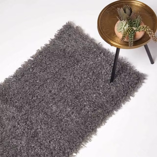 Homescapes Luxury Fluffy Shaggy Rectangular Rug in Grey or Ivory