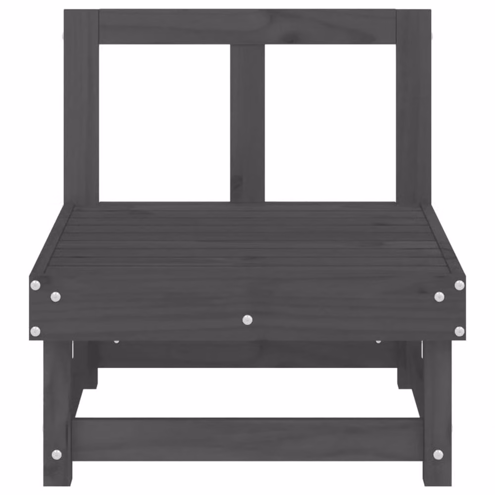 Berkfield Home Garden Middle Sofas, 2 Piece Set in Grey Solid Pine Wood – 3