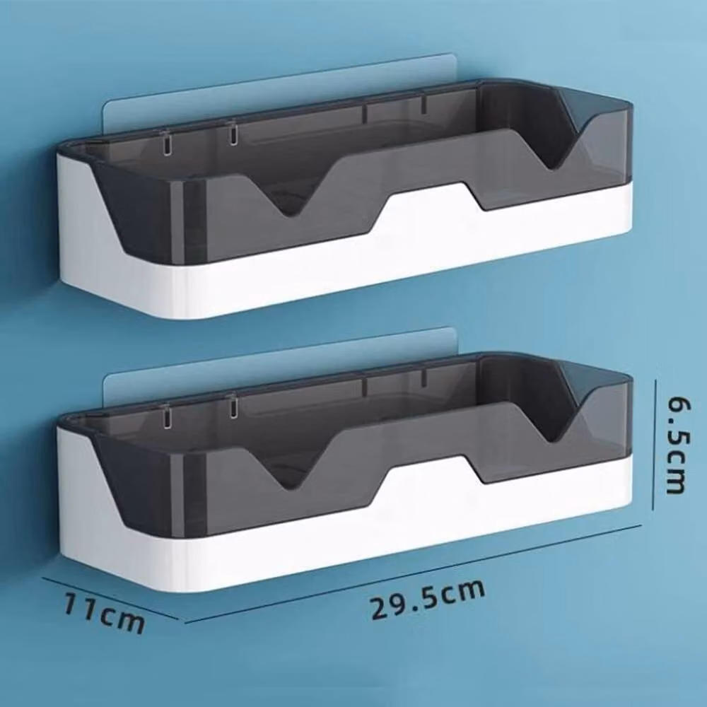 FORGEVIO Grey Wall Mounted Bathroom and Kitchen Shower Caddy Shelf Rack – 2