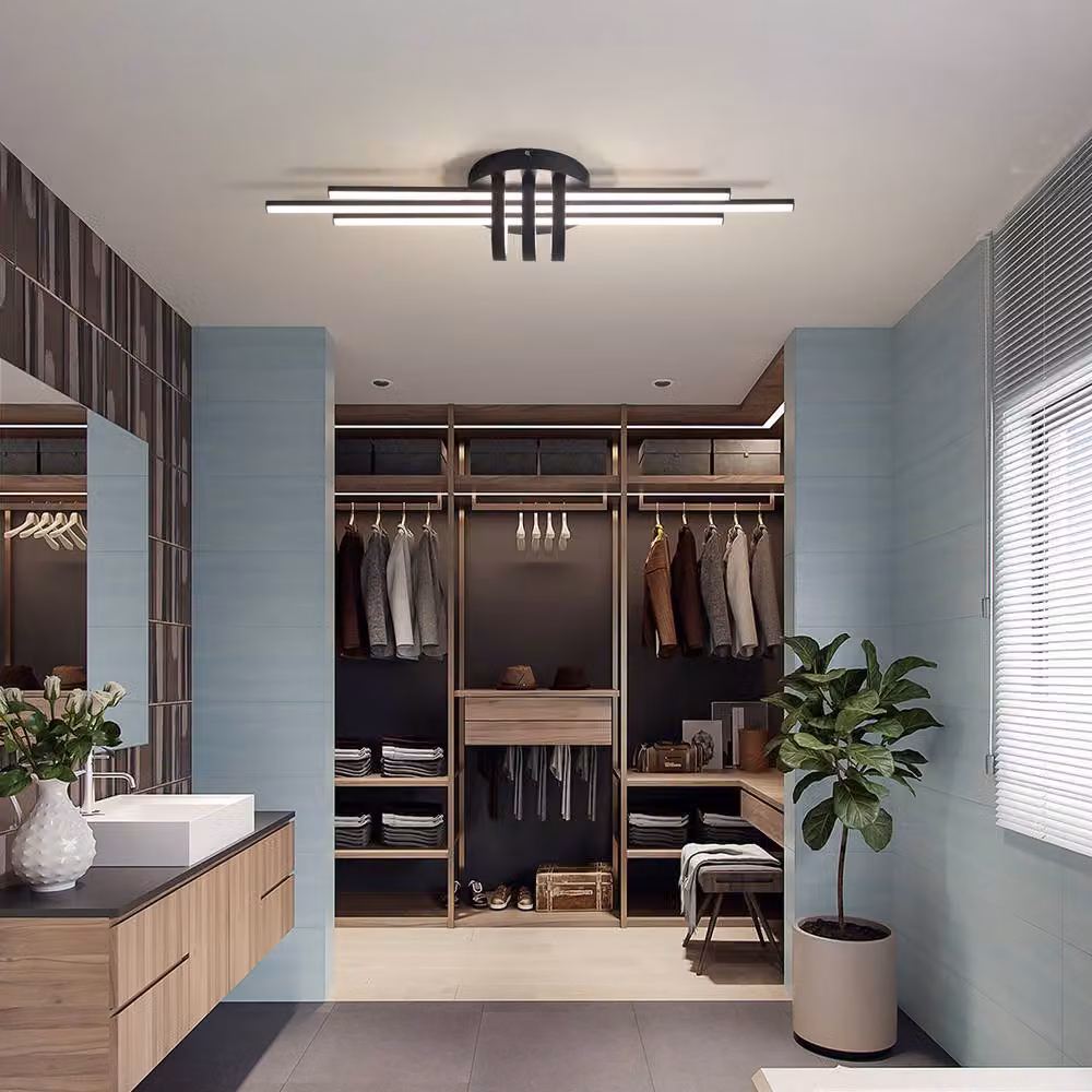 NIVOR 40W Dimmable LED Linear Ceiling Light in Black with Remote Control – 3