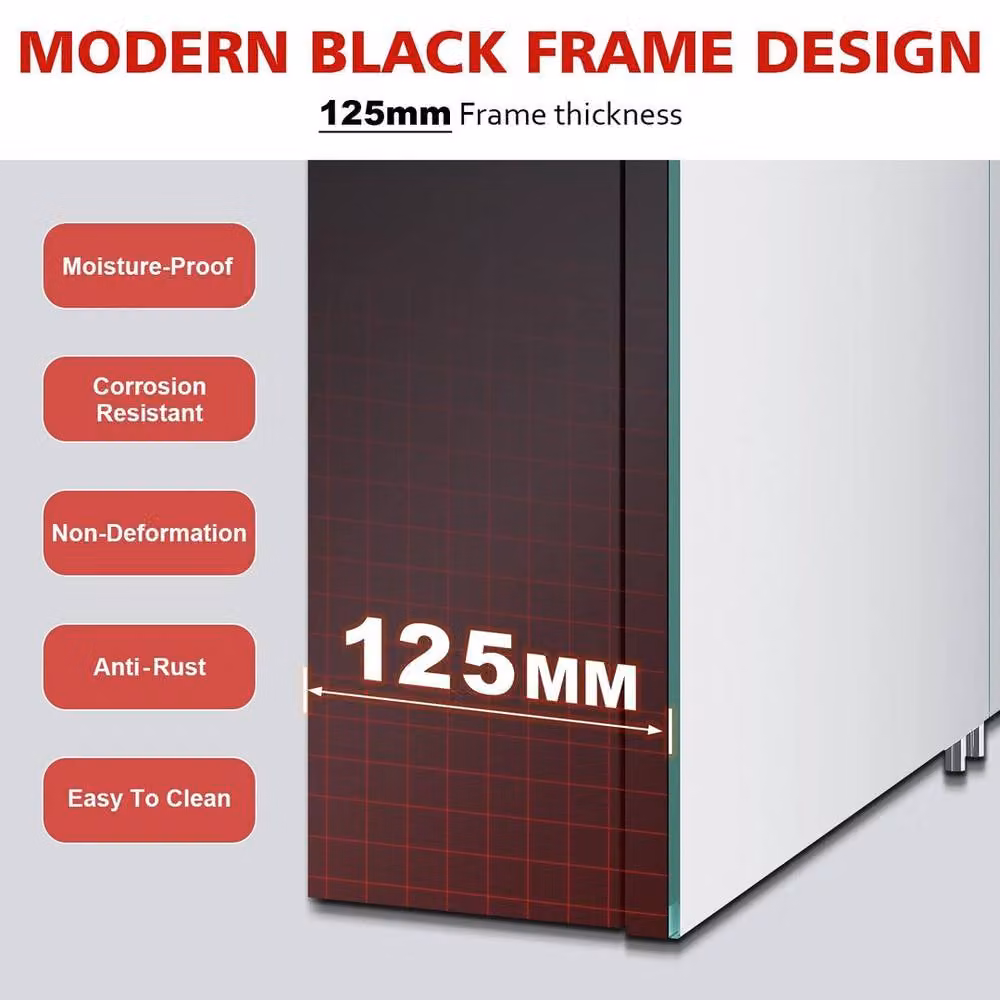 FLAVORA LED Bathroom Mirror Cabinet with Bluetooth and Demister in Black – 5