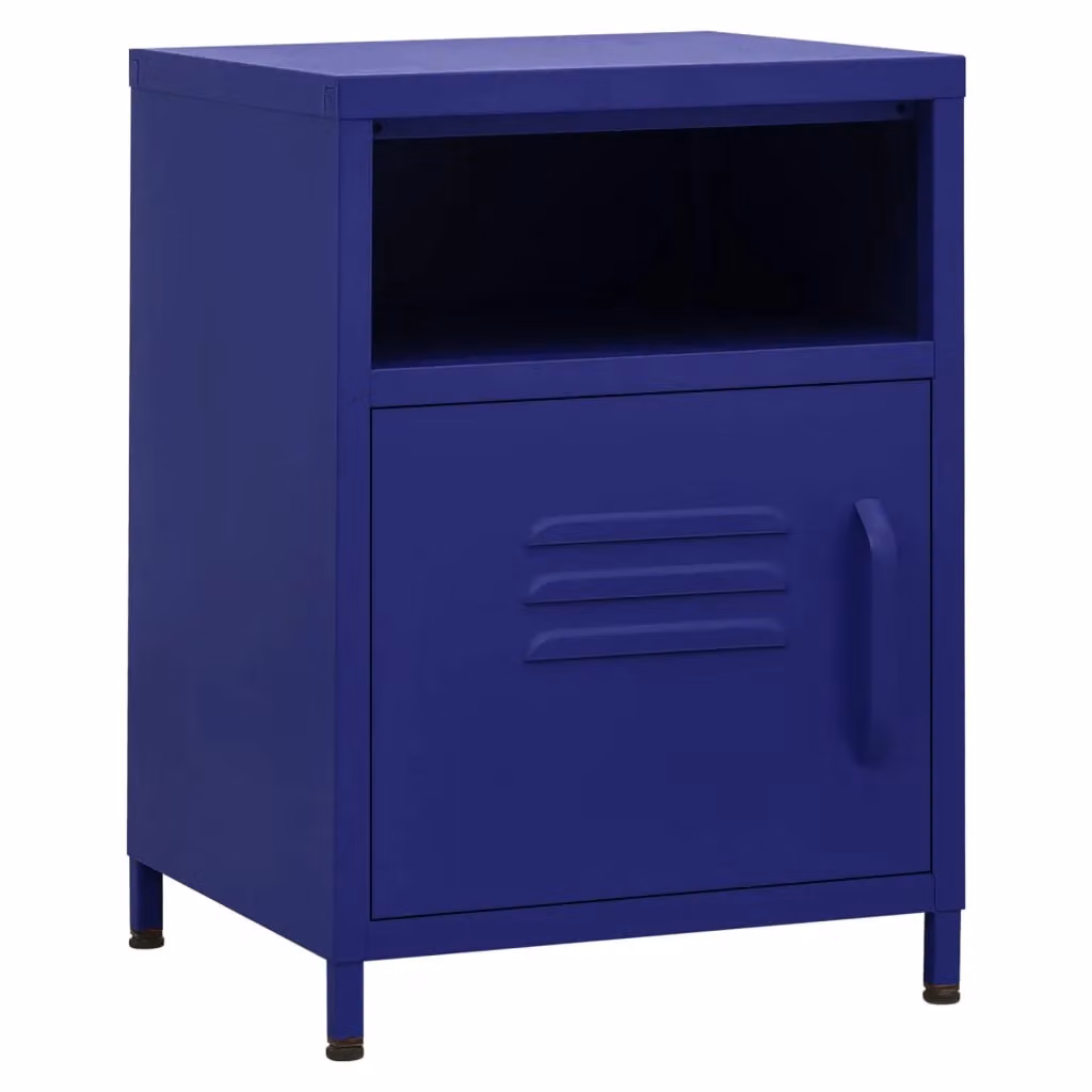 Berkfield Home Navy Blue Metal Nightstand, W/D/H: 35 x 35 x 51 cm – 2