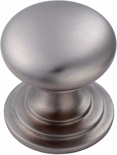 Loops Victorian Round Cupboard Door Knob, 25mm Diameter, Brushed Stainless Steel Silver Cabinet Handle