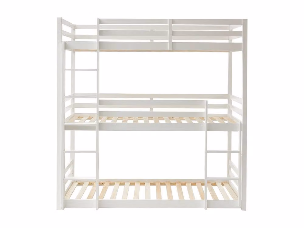 Vente-unique VAGAR Triple Bunk Beds in White Lacquered Pine, W/D/H: 200 x 90 x 210 cm – 2
