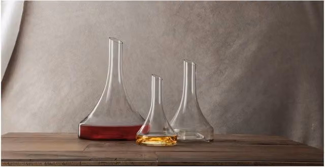 Bormioli Rocco Supremo Divinius Collection Glass Decanter Funnel in Silver