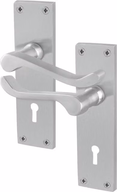 AFIT Victorian Scroll Sashlock Door Handle Pair in Satin Chrome Silver