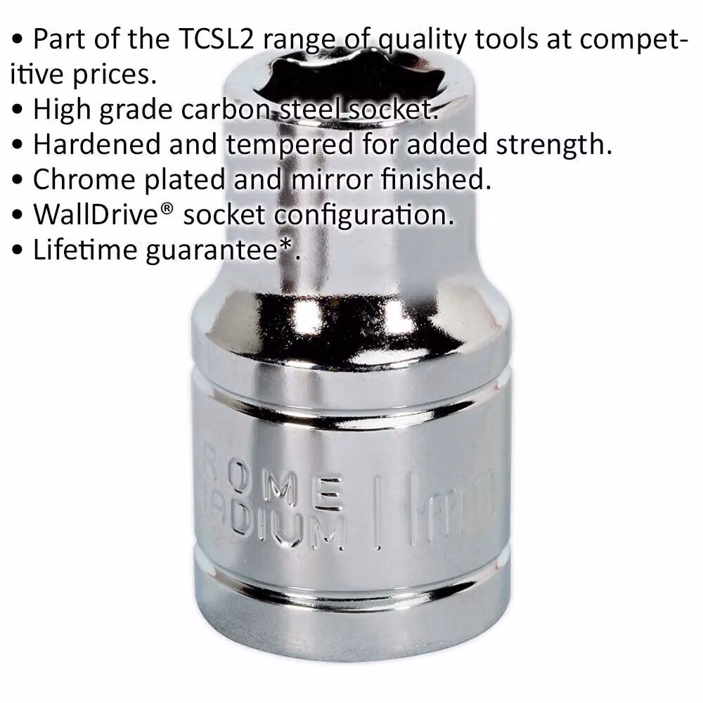 Loops 11mm Chrome Plated Drive Socket, 1/2 inch Square Drive, Silver Carbon Steel – 2