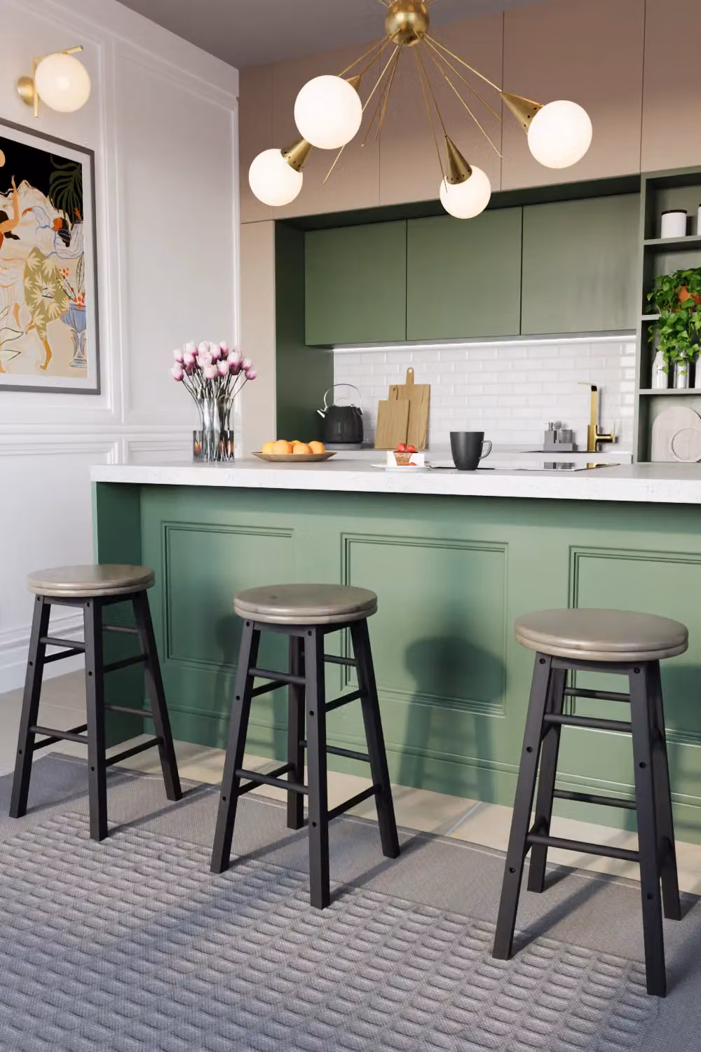 Home Discount Chef Vida Black Wooden Revolving Bar Stool – 7