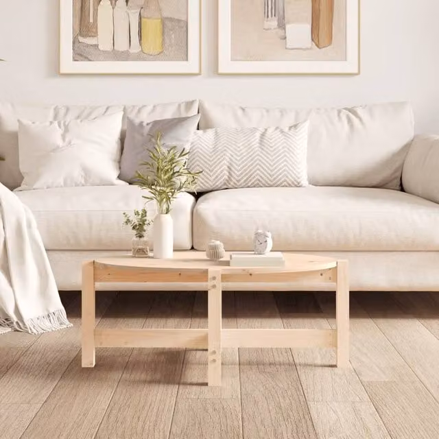 Berkfield Home Beautiful Coffee Table in Light Tan Solid Pine Wood, W: 87 cm, D: 48 cm, H: 35 cm