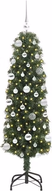 Berkfield Home Green Artificial Christmas Tree with 150 Warm White LEDs and Stand