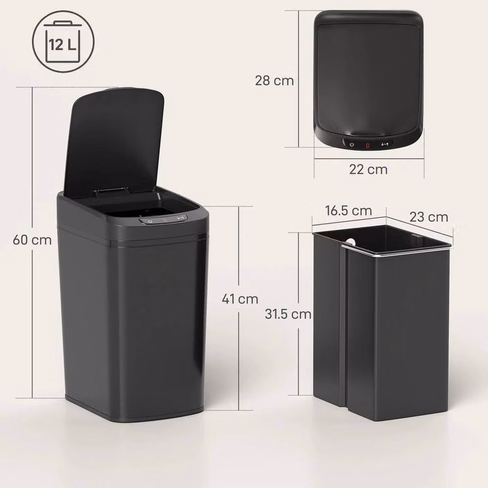 EONLION Automatic Touchless Motion Sensor Kitchen Bin, Black – 2