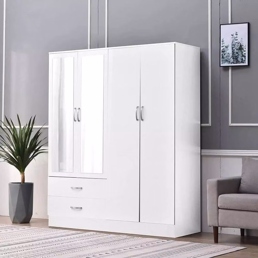 FORGEVIO 4 Door White Glossy Mirror Wardrobe for your Bedroom – 2