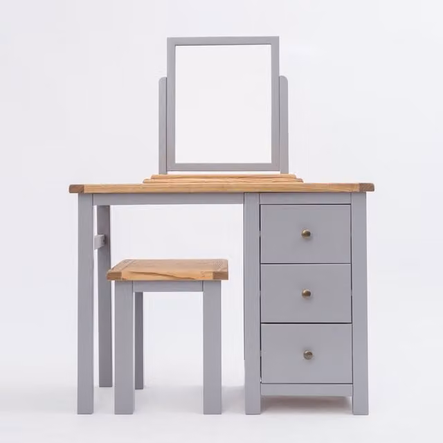 Cabinet Bits Mirano 3 Drawer Dressing Table Set in Grey Ash Wood