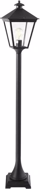 Netlighting Turin Black Outdoor Pillar Lantern with Transparent Glass and E27 Socket