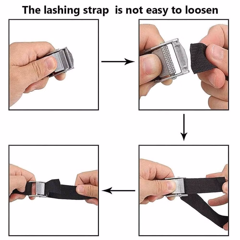 SPETLEK 4-Piece Black Ratchet Lashing Straps for Cargo and Luggage Tie Down – 5