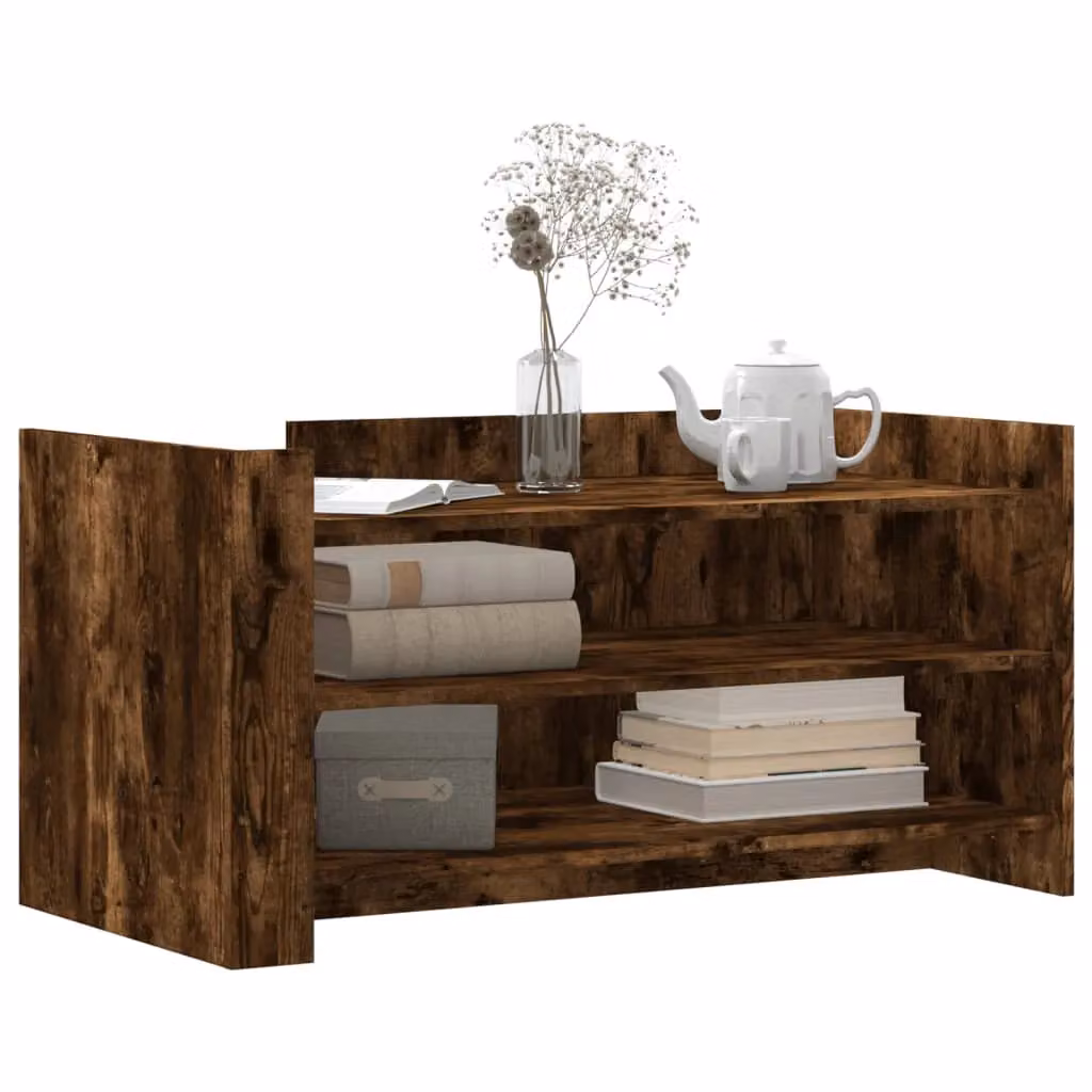 Berkfield Home Smoked Oak Coffee Table in Brown, W/D/H: 100 x 50 x 50 cm – 3