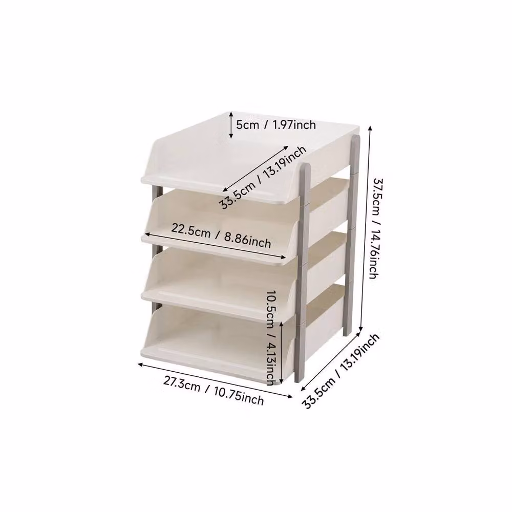 FORGEVIO 4 Tier Plastic Stacking Letter Tray in White, W: 50 cm – 4