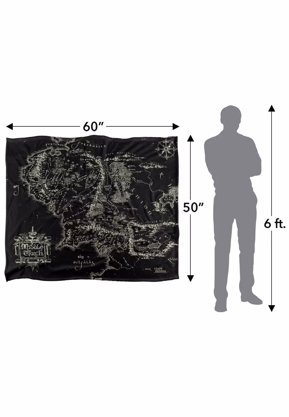 Logovision Lord of the Rings Super Soft Fleece Throw Blanket, W/D/H: 152 x 127 cm, Black and Multicolour – 7