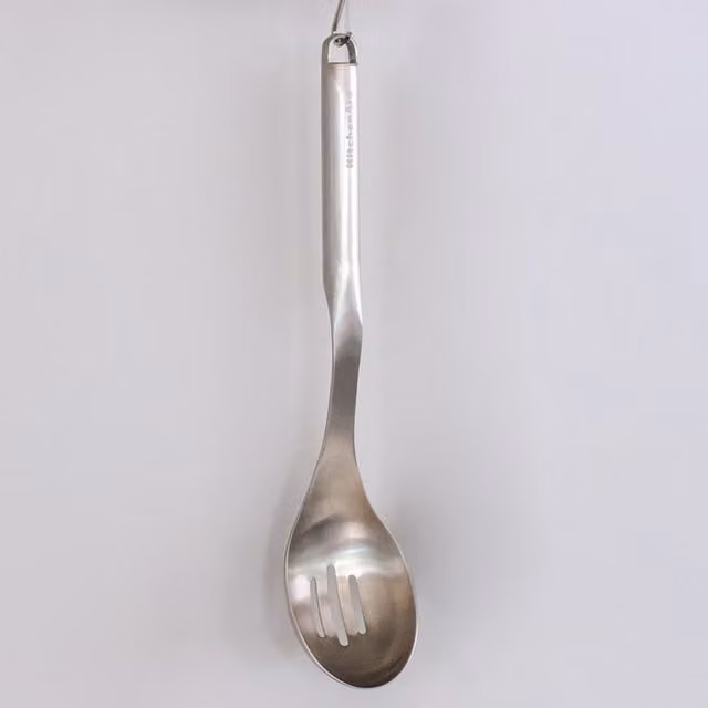 KitchenAid Stainless Steel Oval Slotted Spoon in Silver