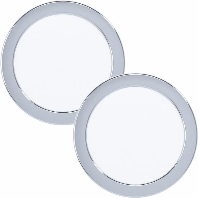Loops 2 Pack Chrome Steel Round LED Wall and Ceiling Flush Downlights, 10.5W