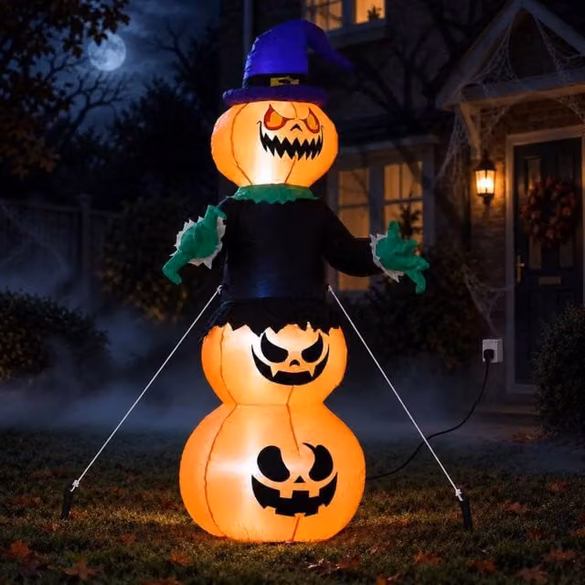 Marco Paul 6ft Orange Inflatable Halloween Pumpkin Stack Outdoor Decoration – 1