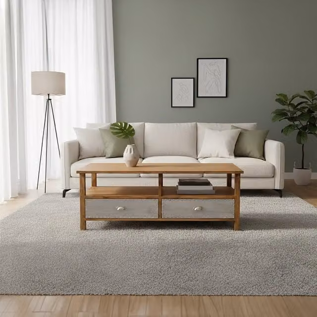 Premier Housewares Shoreditch Rectangular Coffee Table in Brown Rustic Finish, W/D/H: 120 x 60 x 47 cm – 1