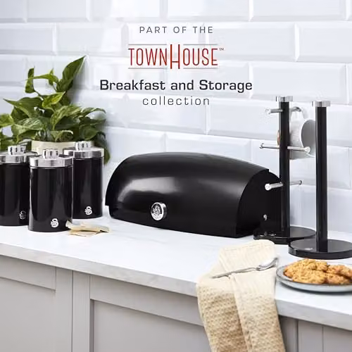 Swan Townhouse Set of 3 Airtight Stainless Steel Storage Canisters in Black – 6