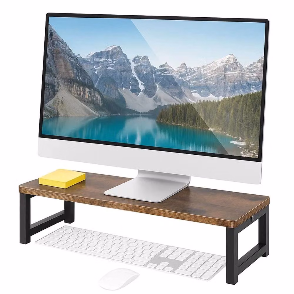 NESTLUNE Monitor Stand Riser and Desktop Storage Organiser Shelf, Brown, W/D/H: 55 x 23 x 14 cm – 2