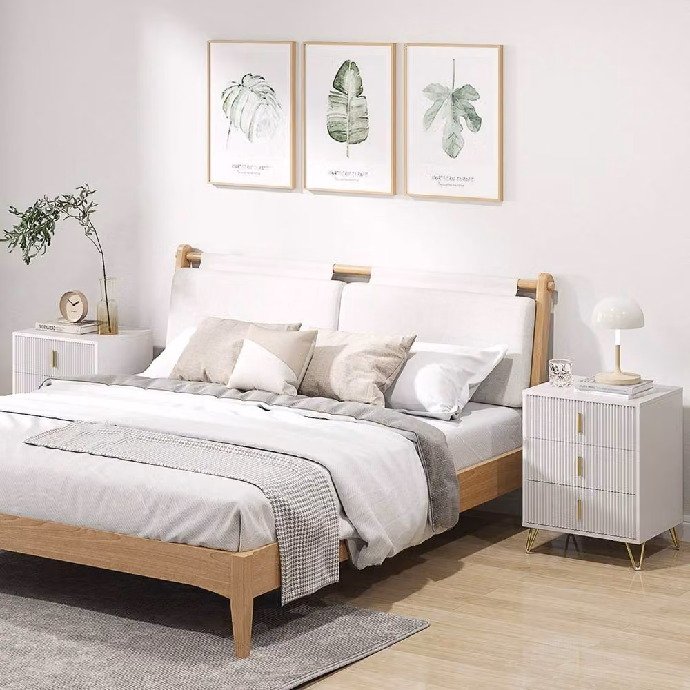 Wyld Haus Renina Set of 2 White and Gold 3 Drawer Bedside Tables – 3