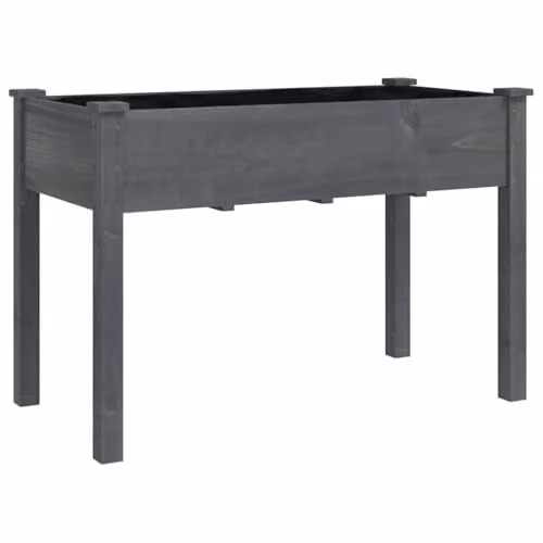 vidaXL Grey Solid Wood Fir Planter with Liner W: 118 cm, D: 59 cm, H: 76 cm – 1
