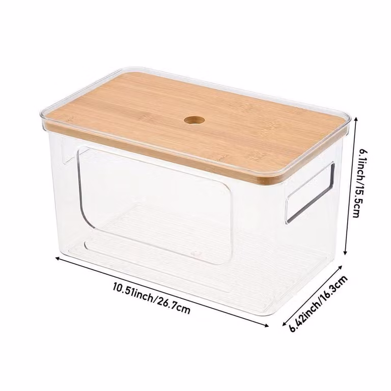 KORVIXA Stackable Trash Bag Dispenser Storage Bin in Transparent Plastic, 50 cm
