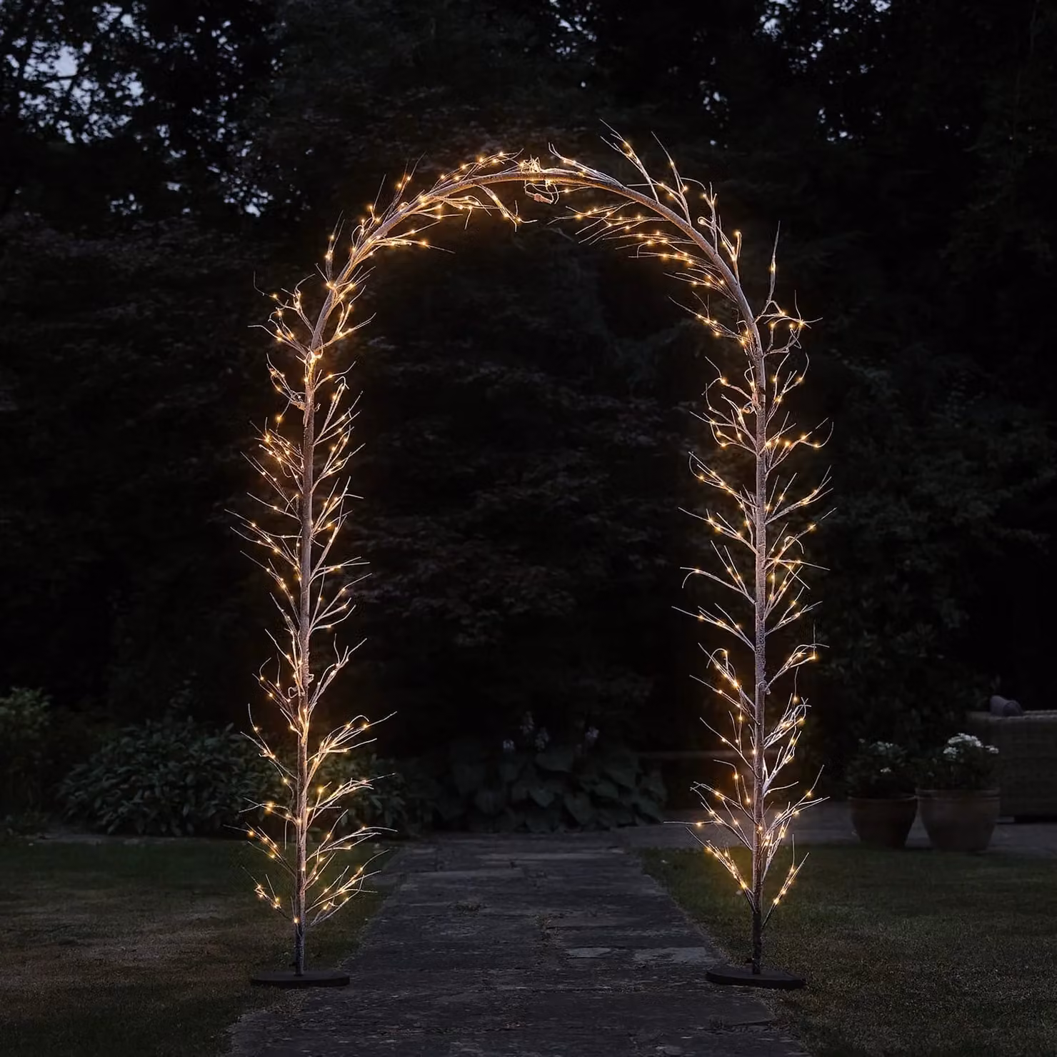 2.3m Snowy Branch LED Archway Light in Warm White with Timer