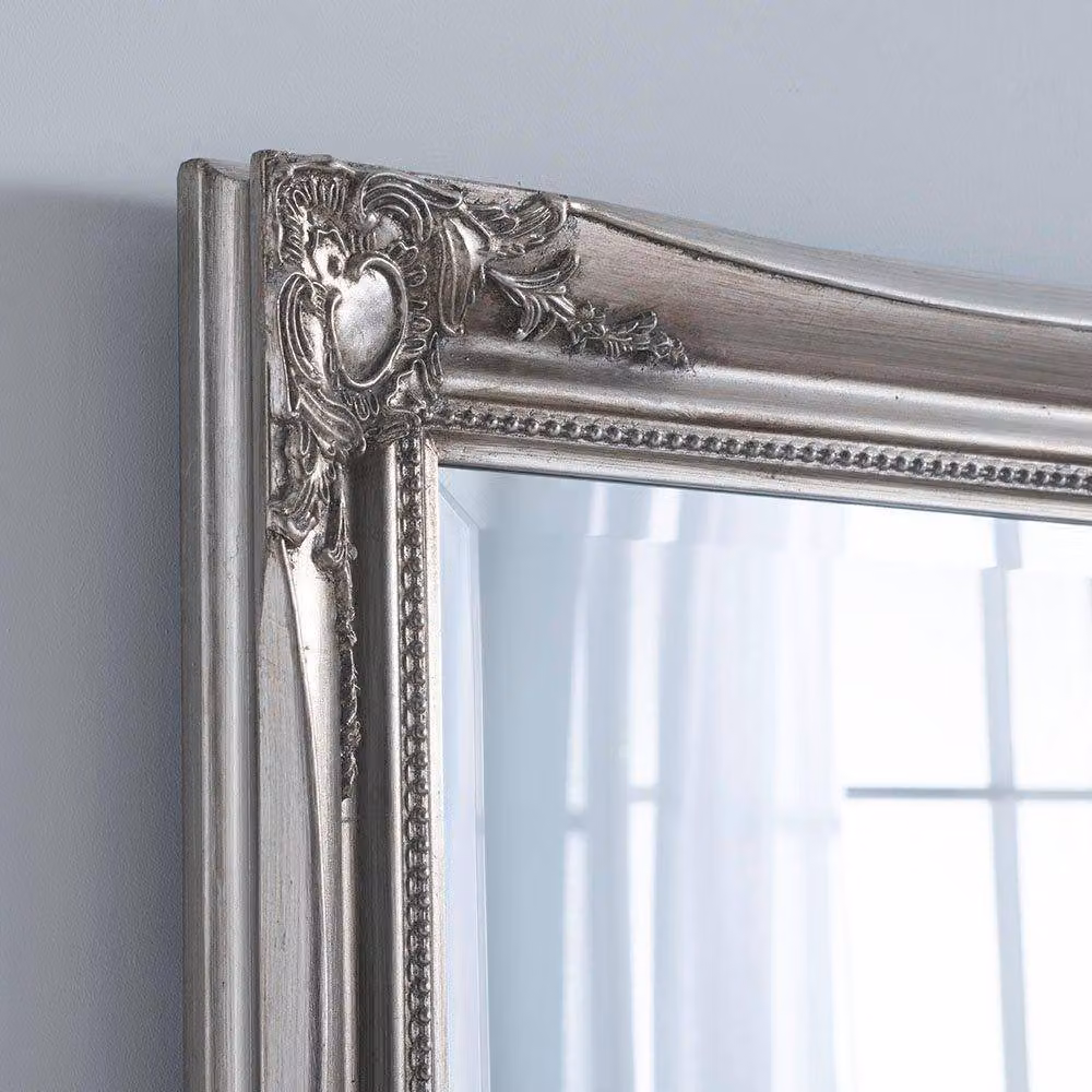 Yearn Mirrors French Style Carved Tall Rectangular Wall Mirror in Silver, H 166 cm x W 60 cm – 2