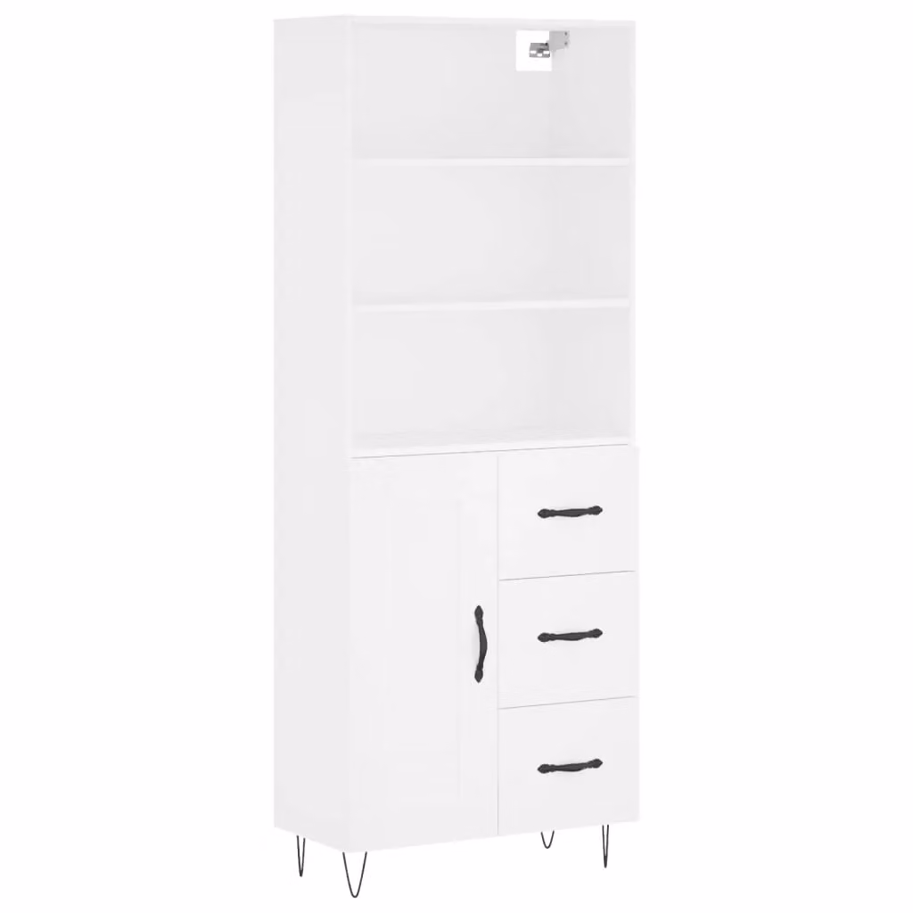 Berkfield Home Modern White Matt Highboard W/D/H: 69.5 x 34 x 180 cm – 2