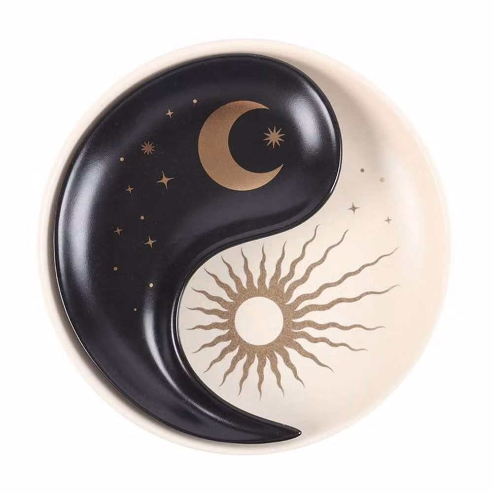 Uniqueful Yin Yang Abstract Ceramic Stacking Trinket Dish in Black and Multicolour – 3