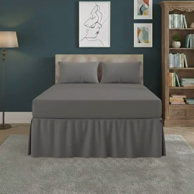 Snug City Grey Polycotton Fitted Valance Bed Sheet with Frill, Double, W/D/H: 140 x 200 cm – 1