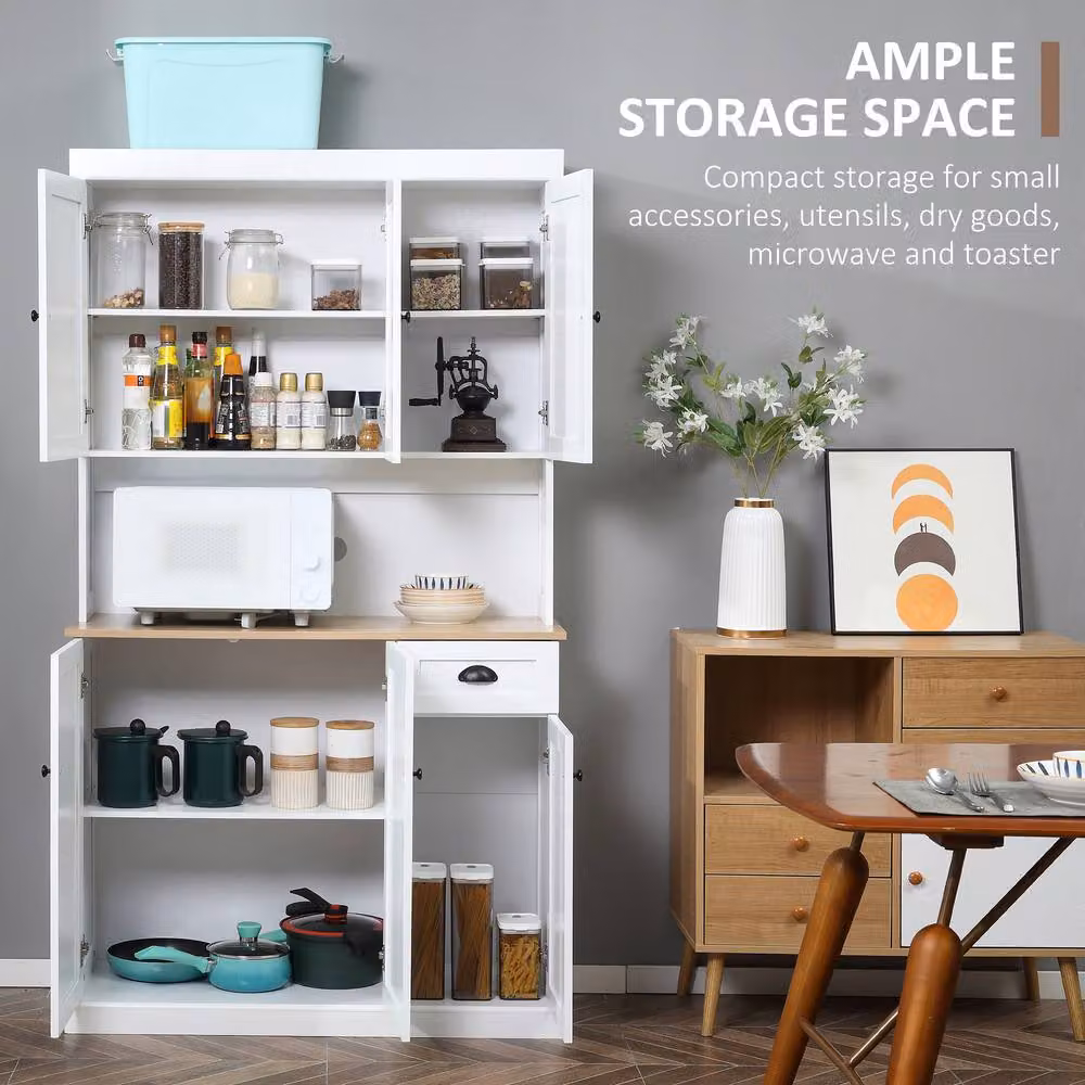 STILVORA Freestanding Kitchen Cabinet with Matt White Hinged Doors, Drawers and Internal Shelves – 4