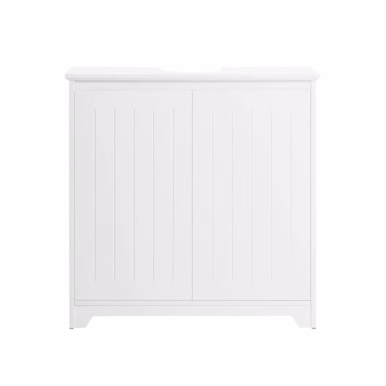SoBuy Modern White Under Sink Bathroom Cabinet with Soft Close Hinged Doors and Internal Shelves, W: 60 cm, H: 60 cm, D: 60 cm