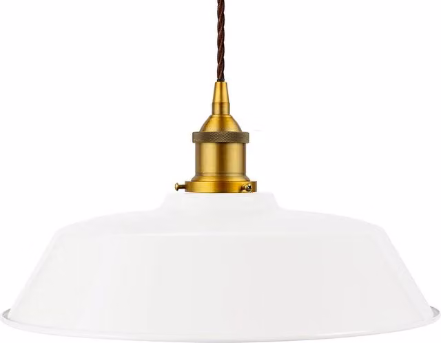 SE Home Chancery White Pendant Light with Gold and Brown Twisted Metal Details